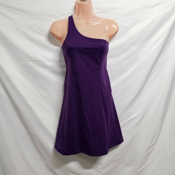 Outdoor Voice One Shoulder Lined Short Exercise Dress Women Size XS Purple Acai - Picture 2 of 15